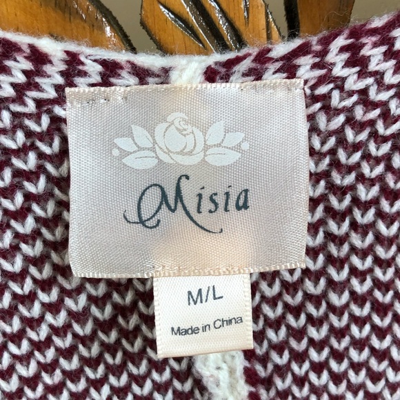 Misia Cream & Red Poncho Cardigan Women Sz M/L Short Sleeve Adult New NWT - Picture 2 of 8